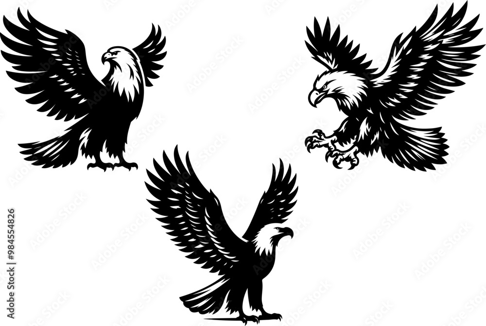 Obraz premium eagle silhouette vector style with white background