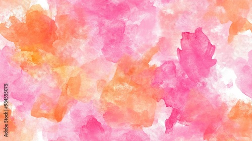 Watercolor seamless pattern featuring pink and orange textures for various print applications in a hand painted style