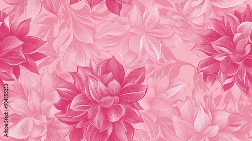 Illusion art featuring a seamless floral pattern in pink Raster illustration suitable for invitations greeting cards and textiles