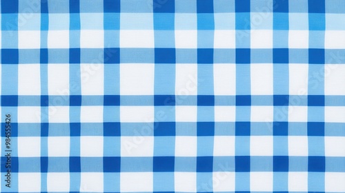 Blue checkered kitchen fabric panoramic view