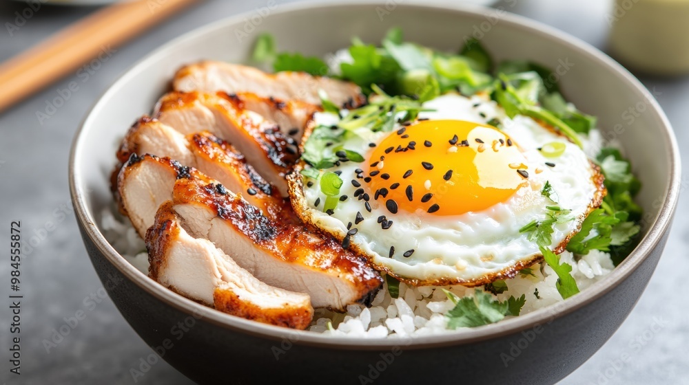 Delicious Chicken Bowl with Egg and Greens Delicious Chicken Bowl with Egg and Greens
