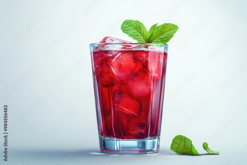 Colorful mint fruit iced tea on grey background. Colorful mint fruit iced tea on grey background.