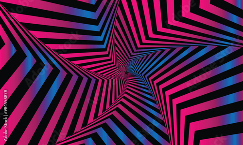 Optical illusion gradient blue pink star futuristic background