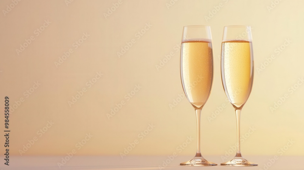 Business deal celebration, with champagne glasses, 3D illustration, copy space for text, Business deal celebration, with champagne glasses, 3D illustration, copy space for text,