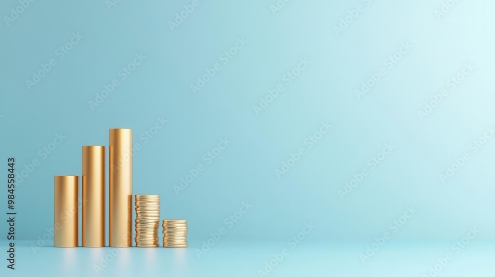 Business graph, with upward trend, 3D illustration, copy space for text, Business graph, with upward trend, 3D illustration, copy space for text,