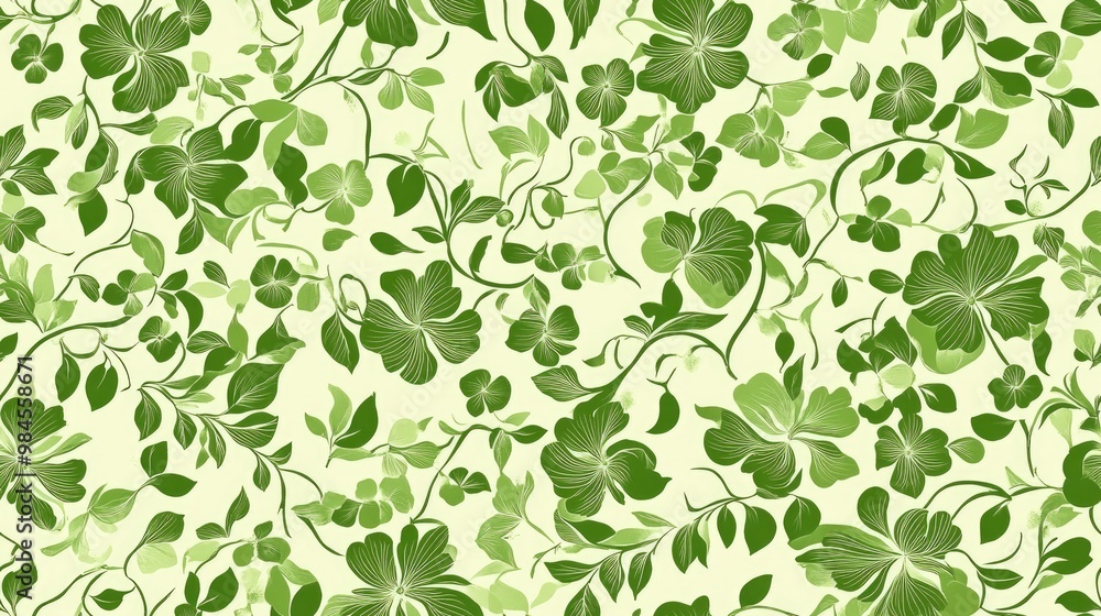 Seamless floral pattern in green includes pattern swatch Seamless floral pattern in green includes pattern swatch