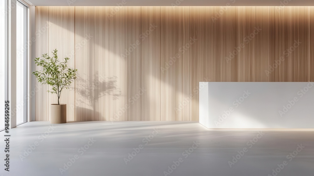Business office interior, modern and sleek, 3D illustration, copy space for text, Business office interior, modern and sleek, 3D illustration, copy space for text,