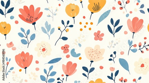 Cute floral seamless pattern