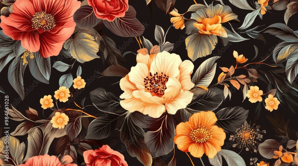 A beautiful floral motif design for trendy women s fashion fabric print A beautiful floral motif design for trendy women s fashion fabric print