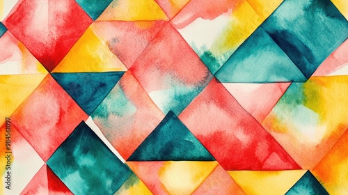 Vibrant Watercolor Hand Painted Geometric Shapes for Home Decor