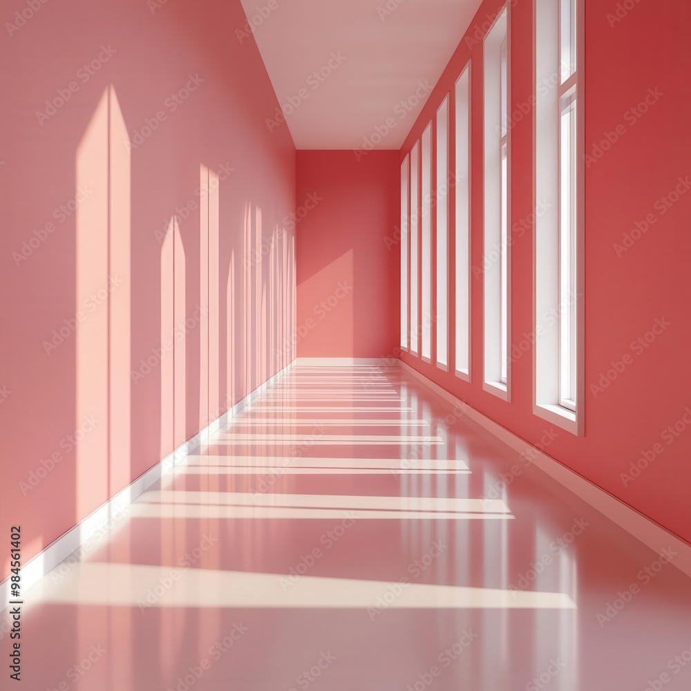 Obraz premium Office hallway, lined with business offices, 3D illustration, copy space for text,