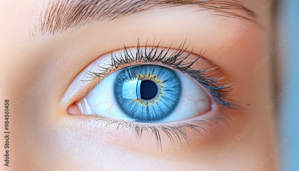 Obraz premium Close-up of an eye chart being pointed to during a vision test, eye exam, visual health checkup