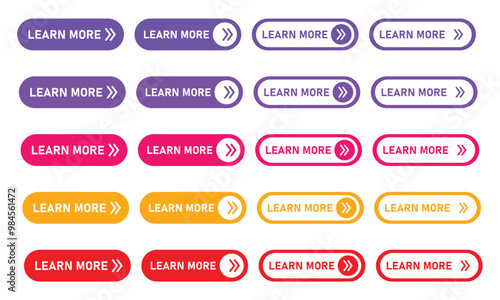 Set of read more buttons. Modern colorful buttons collection. Read more button for website design. Vector illustration.