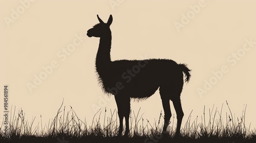 A stunning silhouette of a llama against a warm, soft background, evoking tranquility and nature's beauty.