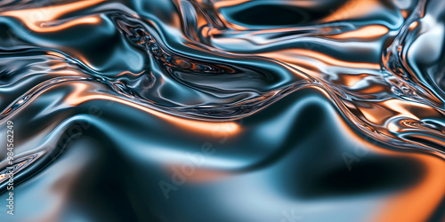 Silver metallic liquid texture. abstract background in the form of liquid shiny metal. glossy chrome texture. 3D rendering