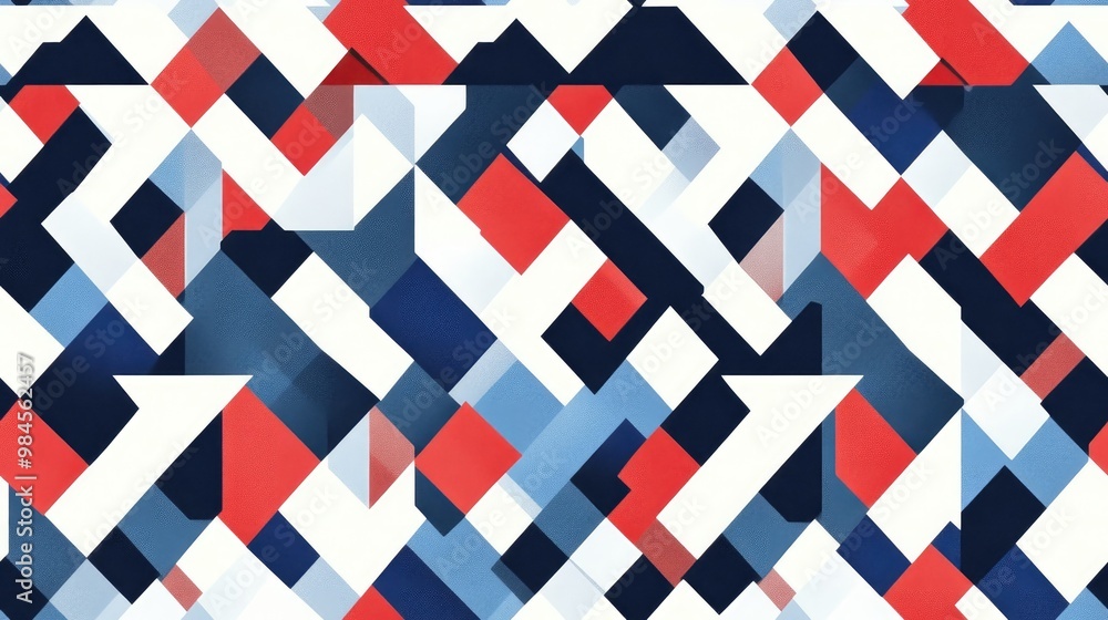 Obraz premium Geometric pattern design illustration with a seamless background texture in blue red and white colors