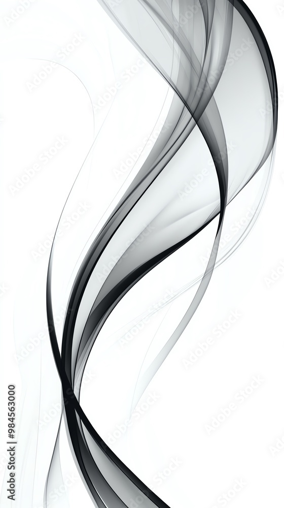 Fototapeta premium Elegant abstract design featuring flowing black and white curves, perfect for backgrounds or artistic projects.