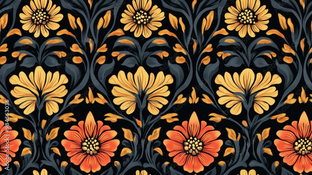Seamless geometric floral pattern for textile design Seamless geometric floral pattern for textile design