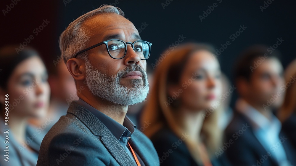 A group of business people at a conference or meeting, sitting in arow and listening to a presentation. Highlighting the focus and engagement of attendees. A group of business people at a conference or meeting, sitting in arow and listening to a presentation. Highlighting the focus and engagement of attendees.
