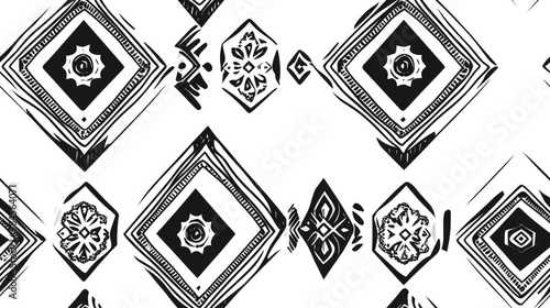 Wallpaper Mural Seamless black and white pattern featuring simple geometric designs suitable for branding products gifts or card backgrounds Torontodigital.ca