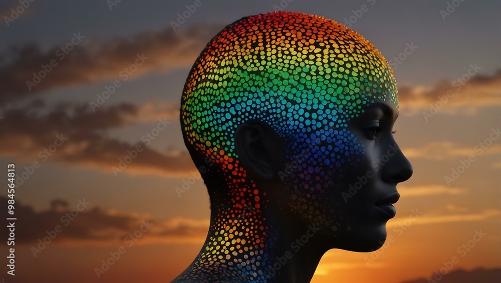 Luminous profile with colors and patterns at sunset. Luminous profile with colors and patterns at sunset.