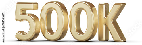 500K Followers Gold 3D Number