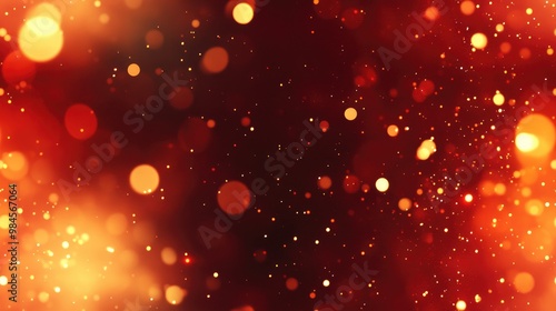 Bokeh particles with orange light on a red background abstract pattern concept