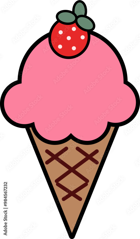Illustration of Strawberry-Flavored Ice Cream Vector Illustration of Strawberry-Flavored Ice Cream Vector