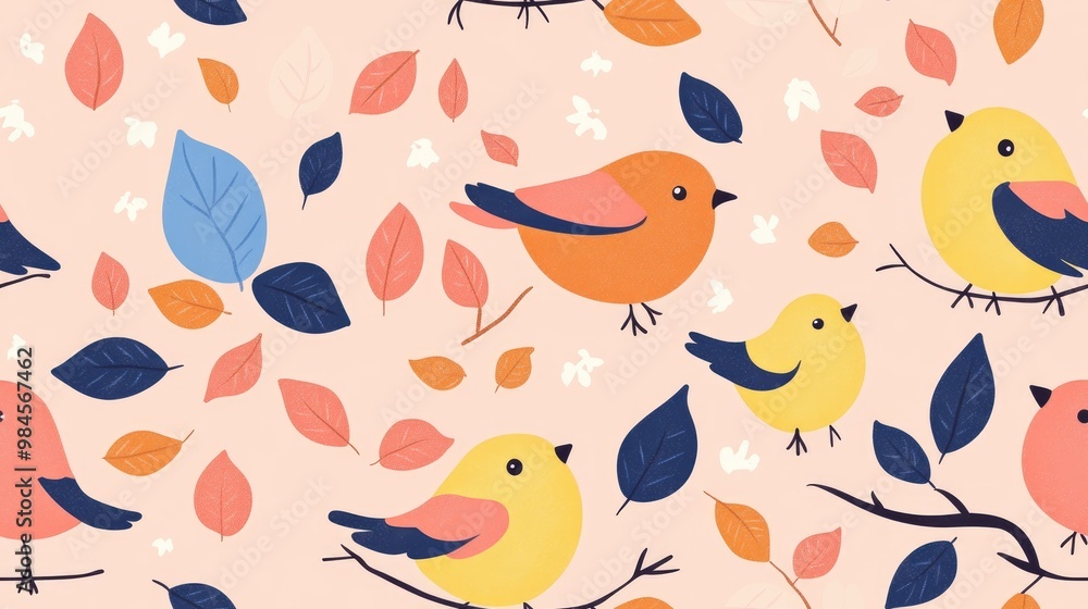 Adorable bird seamless pattern at 5000px 300dpi Adorable bird seamless pattern at 5000px 300dpi