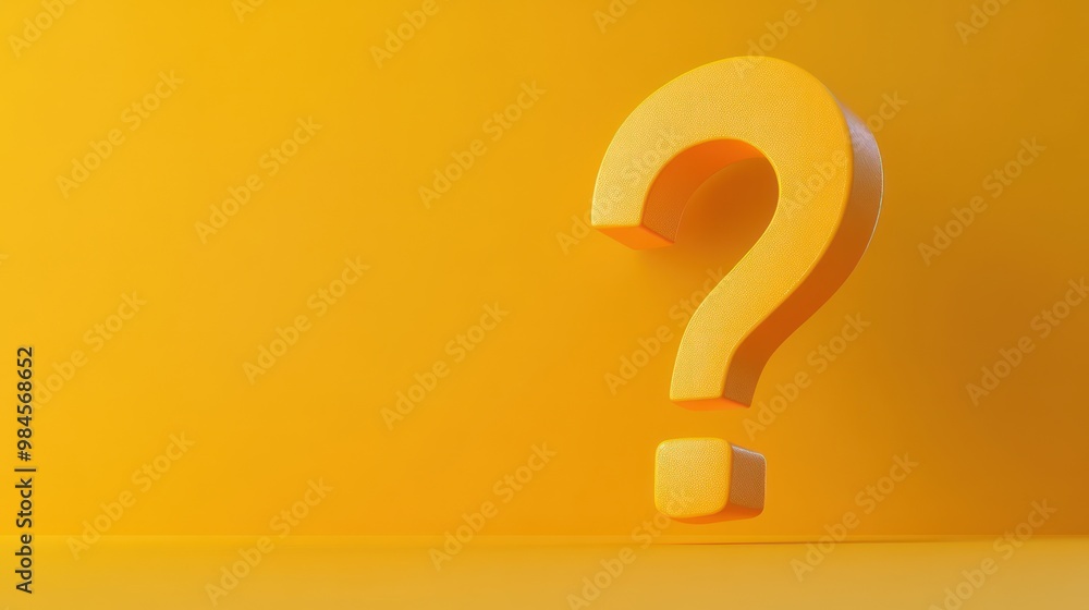 A large yellow question mark against a bright yellow background. A large yellow question mark against a bright yellow background.