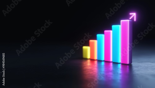 A digital growth chart with vibrant, glowing bars representing success and data-driven strategies.