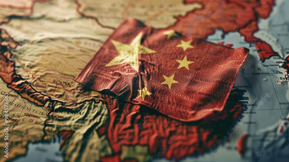 A close-up view of a flag on a map, great for highlighting locations or marking territories A close-up view of a flag on a map, great for highlighting locations or marking territories