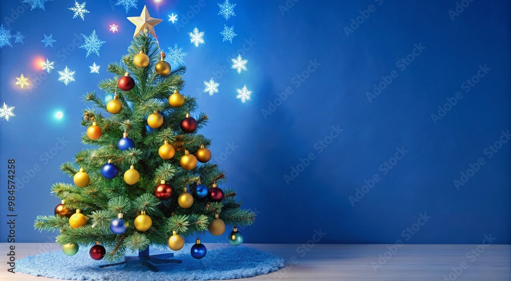 Christmas Tree With Baubles balls And Blurred Shiny Lights ornaments decoration Christmas Tree With Baubles balls And Blurred Shiny Lights ornaments decoration
