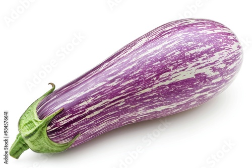 Wallpaper Mural A single eggplant sits on a white surface, isolated from the background Torontodigital.ca