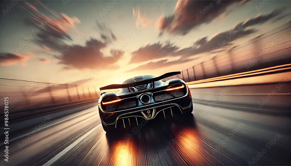 Obraz premium スポーツカーが猛スピードで道路を走る4