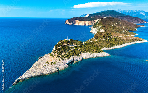 Cape Lefkatas Lighthouse, on Lefkada Island, Greece