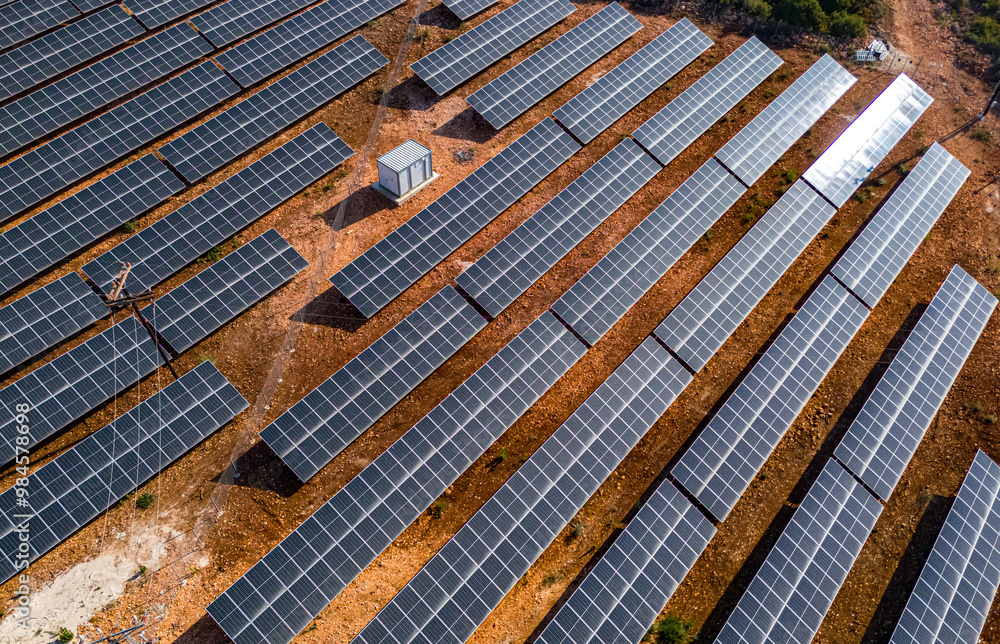 Modern solar power system mounted on ground Modern solar power system mounted on ground