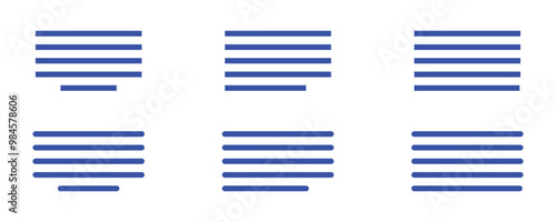 Text align icon vector set. Paragraph alignment symbol. Align icon vector illustration on white background.