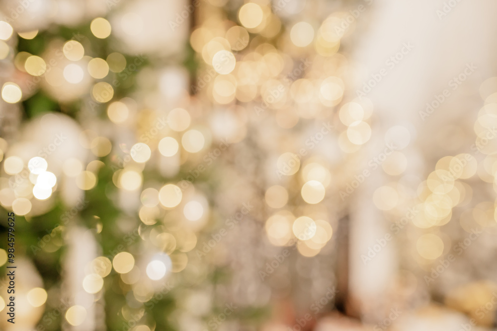 Obraz premium Bokeh garlands in the background. New Year concept. Blur background