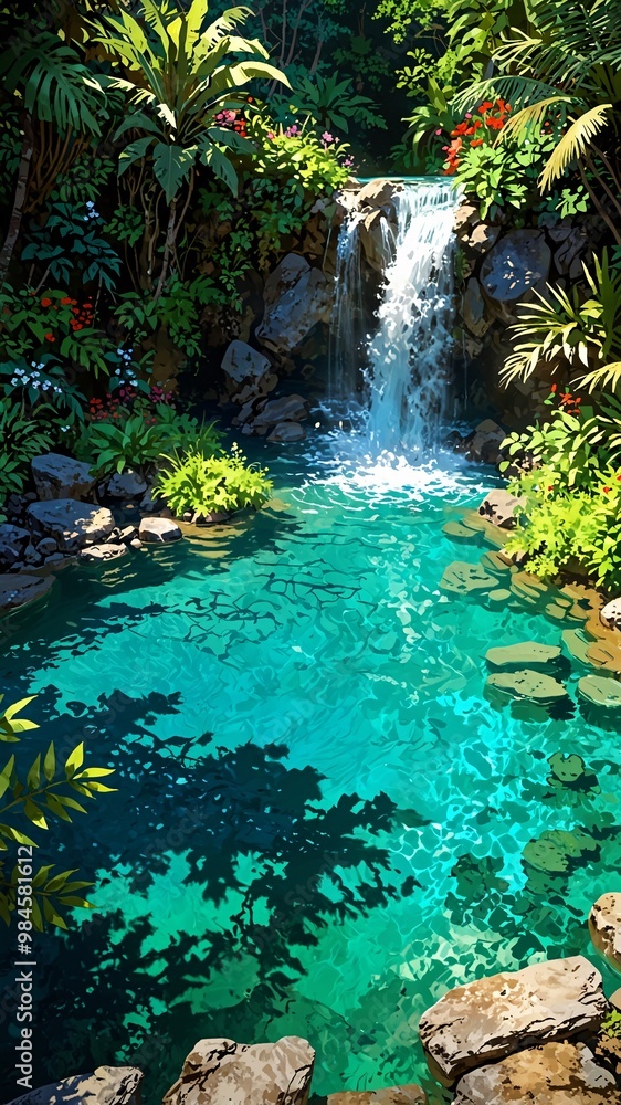 Fototapeta premium waterfall in the jungle wallpaper