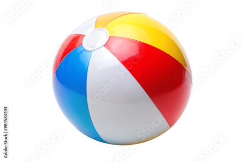 Classic beach ball isolated on transparent background for summer fun