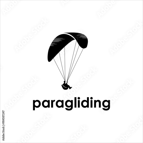 adventure paragliding logo vector fly parachuting design
