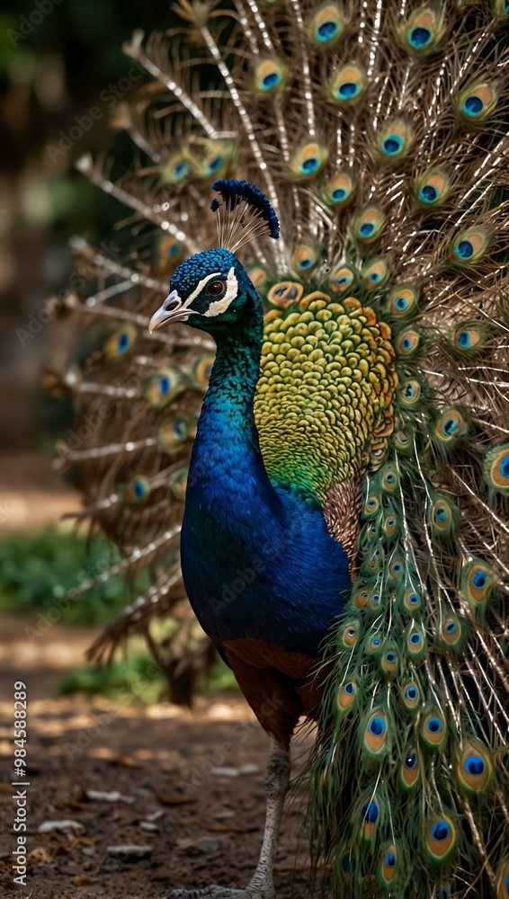 Peacock displaying its colorful feathers.1 Peacock displaying its colorful feathers.1