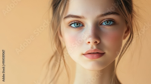 Beautiful Portrait of a Young Woman with Blue Eyes