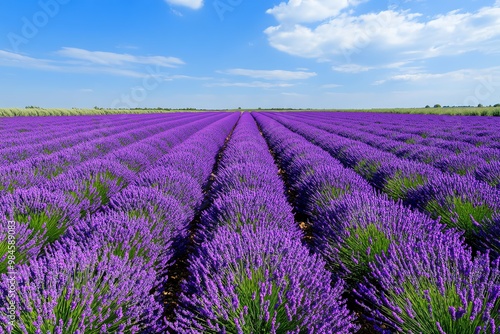 Wallpaper Mural A field of lavender in full bloom, stretching toward the horizon under a sunny sky Torontodigital.ca