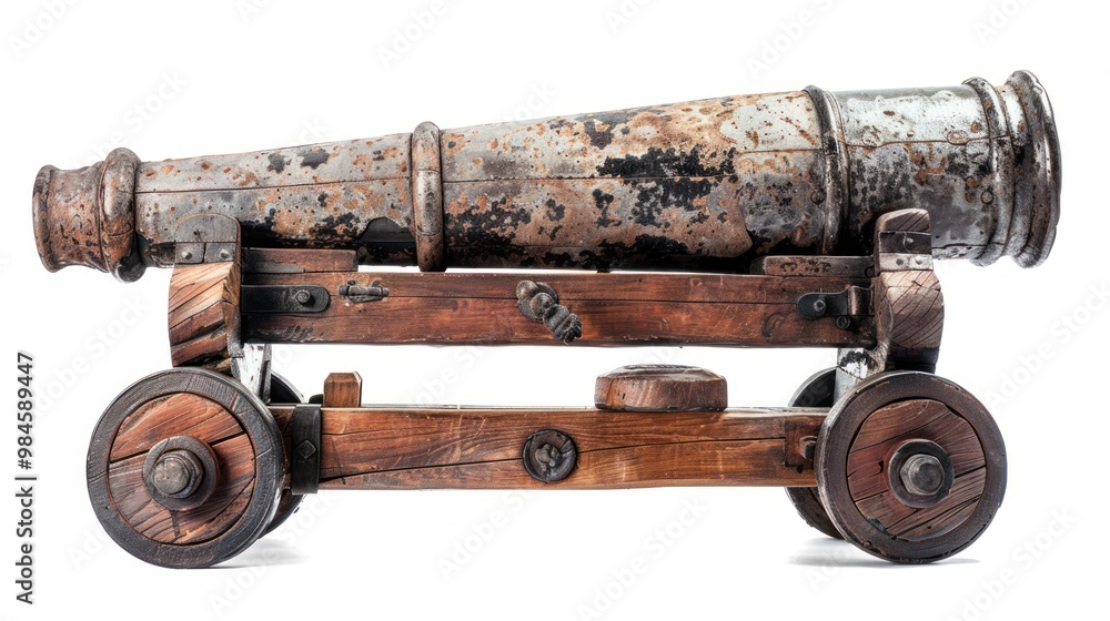 Antique Cannon on Wooden Carriage