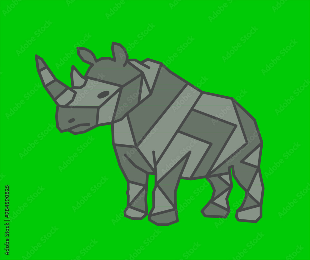 Horned Rhino. Vector Horned rhinoceros. Rhino-horned geometric design. rhino-horned green background. Horned Rhino. Vector Horned rhinoceros. Rhino-horned geometric design. rhino-horned green background.