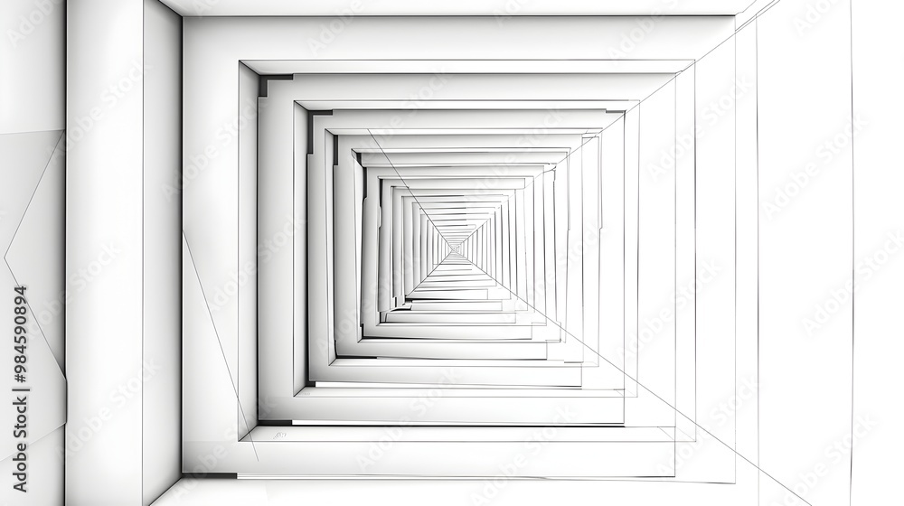Fototapeta premium Mesmerizing Geometric Trapezoid Frame Structure with Straight Edges on White Background