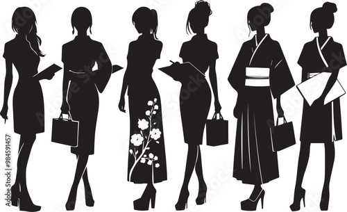 Diverse Female Silhouette Vector PNG SVG photo