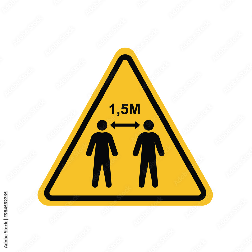 social distancing instructions on yellow triangle sign. Suitable for posters and web icons social distancing instructions on yellow triangle sign. Suitable for posters and web icons